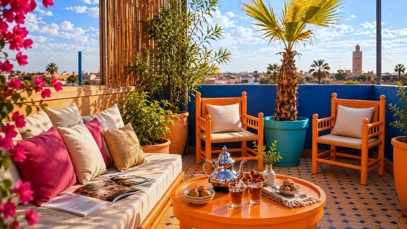 Breakfast on the rooftop terrace — Majorelle Rooftop Apartment Marrakech