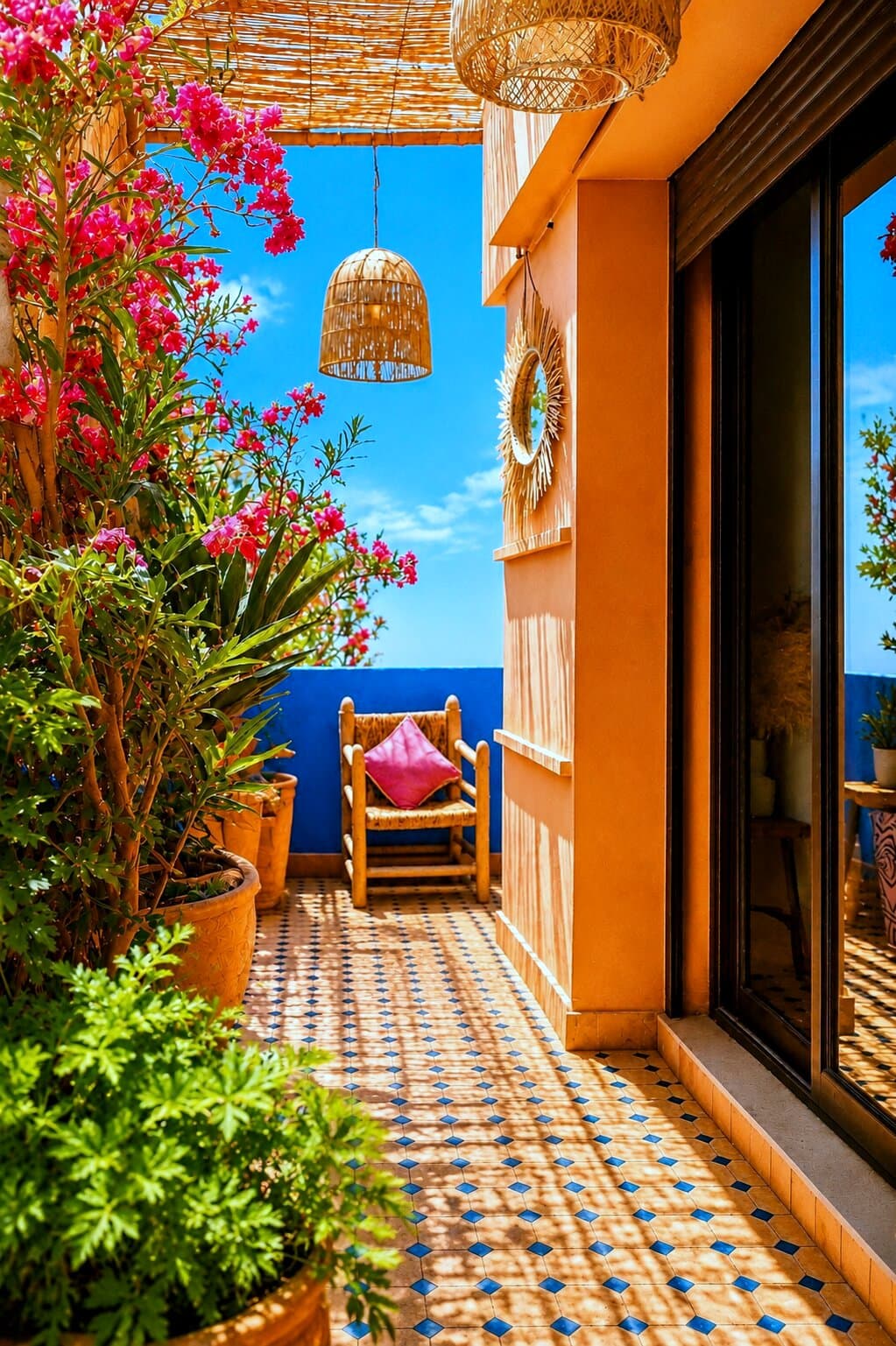 Rooftop balcony overlooking Jardin Majorelle — Majorelle Rooftop Apartment
