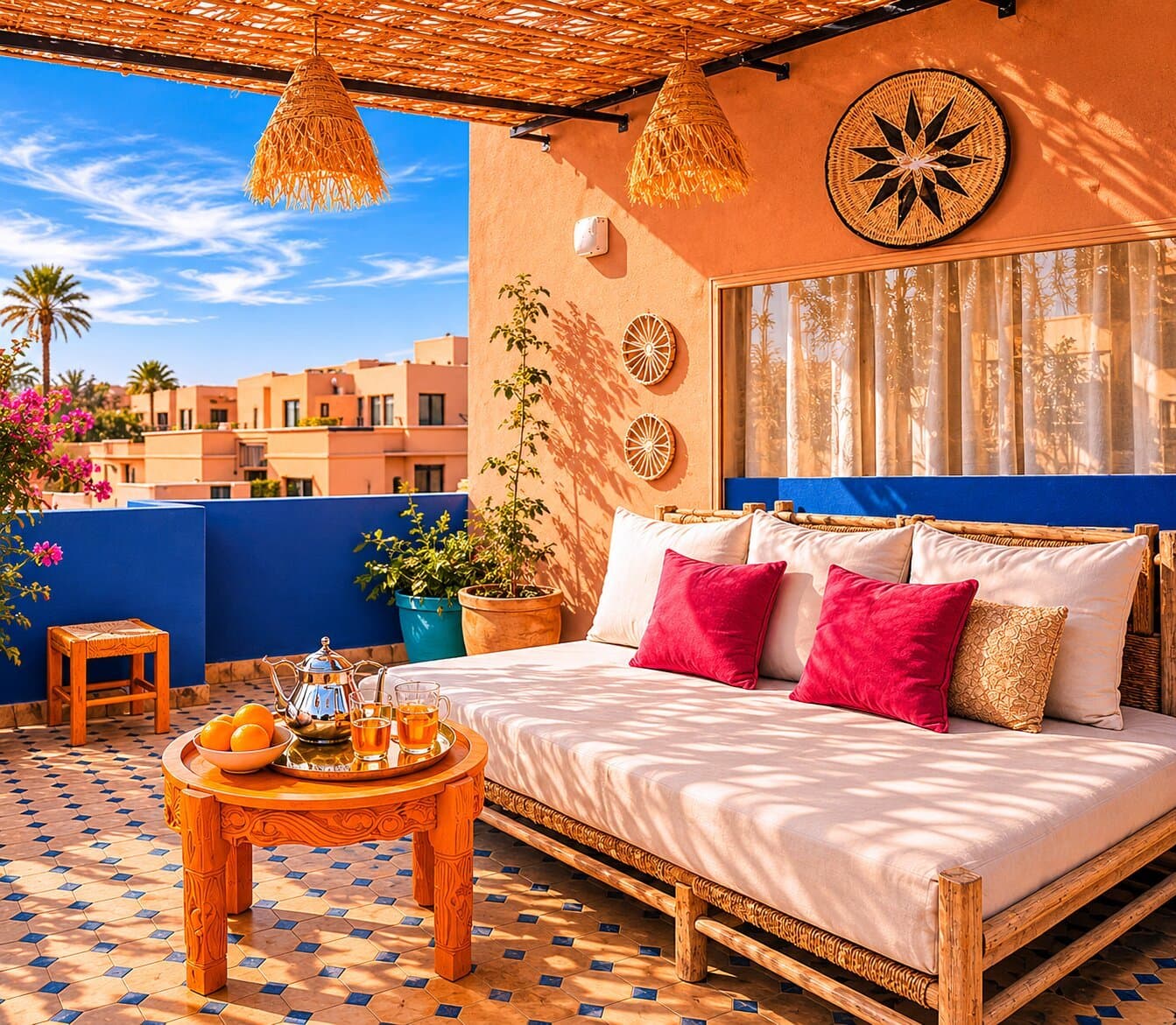 Rooftop terrace with Jardin Majorelle views — Majorelle Rooftop Apartment Marrakech