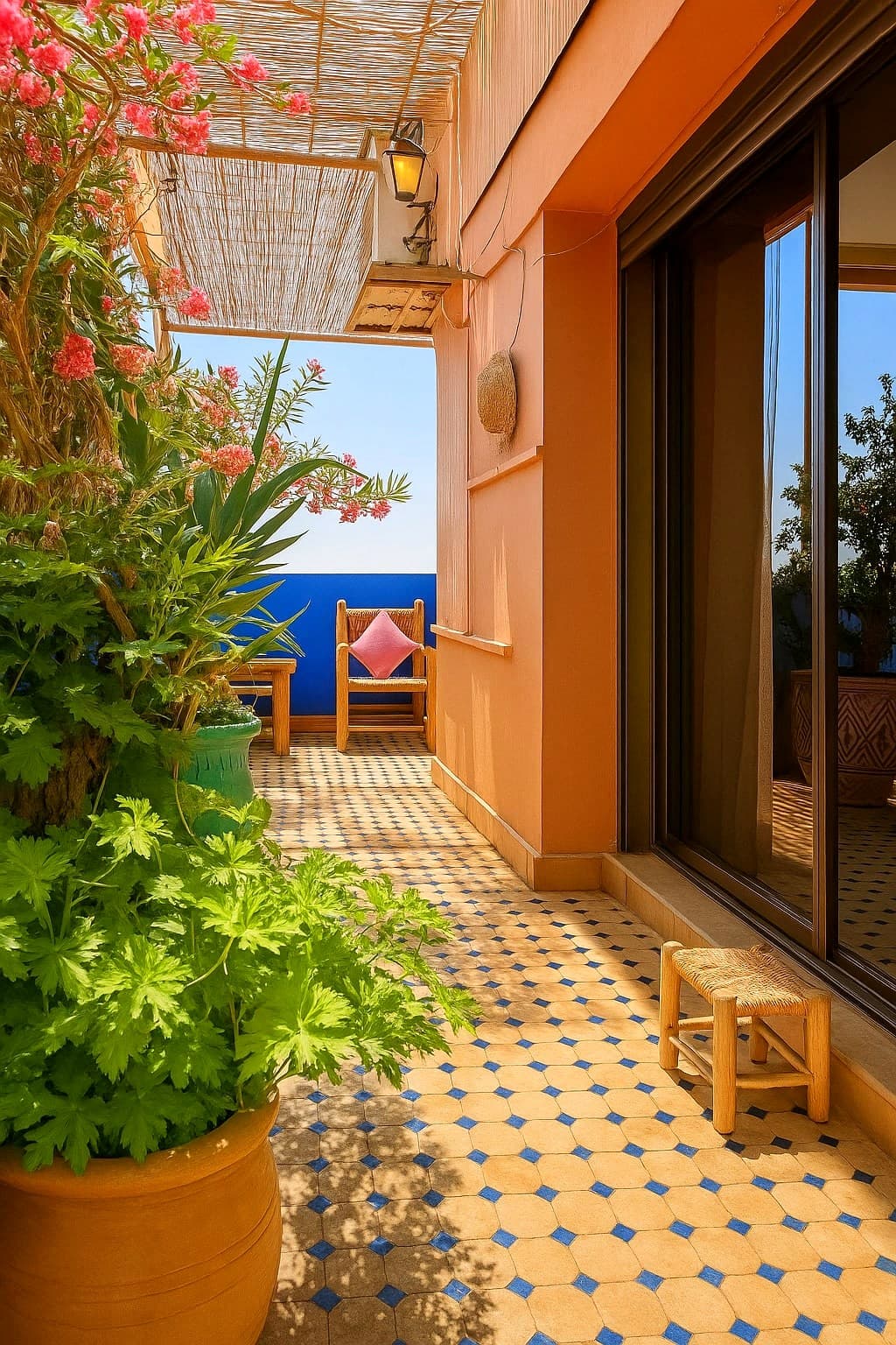 Entrée de la terrasse avec jardin — Appartement Rooftop Majorelle