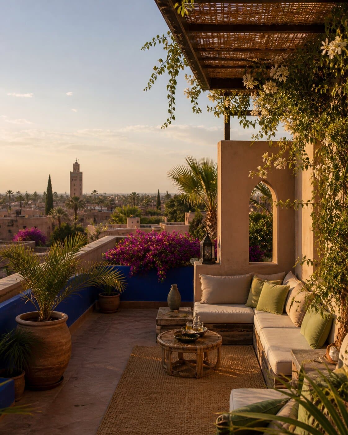 Luxury terrace at Nomad Living Marrakech — Majorelle district